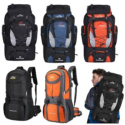 60L 80L Backpack Large Waterproof Men Travel Outdoor Luggage Hiking Camping Bag • £11.99