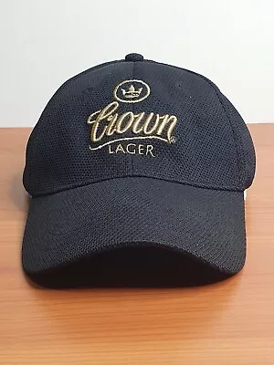 Crown Lager Beer Cap Hat Adjustable One Size Fits Most Black Gold Embroidery • $22