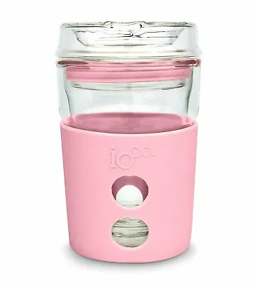 IOco 8oz Glass Coffee Eco Sustainable Cup Mug Reusable Glass Lid - Marshmallow • $36.95