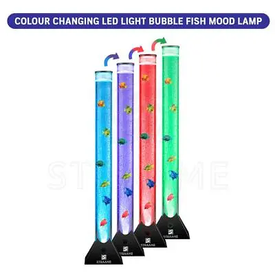£24.95 • Buy Colour Changing LED Sensory Bubble Tube Lamp Black Fish Water