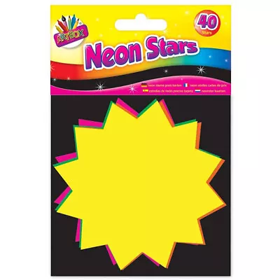 40 Fluorescent Stars 10x10 - Neon Flashes Cards Flash Display Price Labels Shop • £3.19