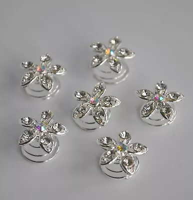 £3.95 • Buy Crystal Flower Hair Spirals/jewels/gems. Clear & AB Diamante Silver (x 2 Or 6)