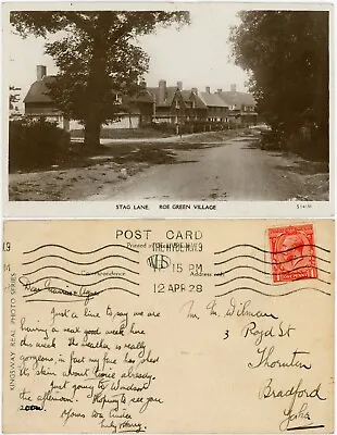 1928 Stag Lane Roe Green Village Edgware Real Photo Ppc The Hyde Machine Cancel • £45