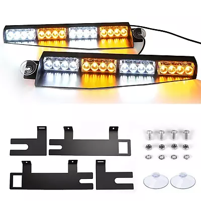 Dual LED Visor Light Bars Emergency Car Warning Traffic Advisor Strobe Light Bar • $70.68