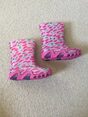 Girls Wellington Boots Wellies Rain Boots Cherry Size Infant UK 5-6 (EUR 22-23) • £4.50