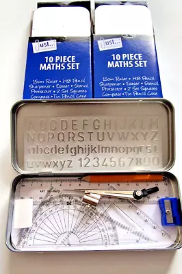 £3.99 • Buy Maths Geometry Set With Compass 10 Pcs School Ruler Sharpener Protractor