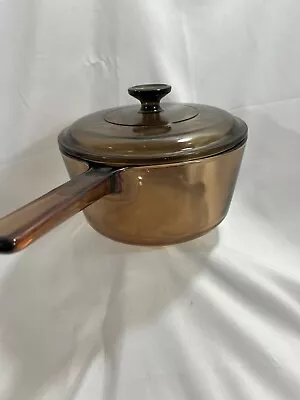 Vision France V-2.5-B With Pyrex Lid Amber Glass Pot Saucepan • $25.50