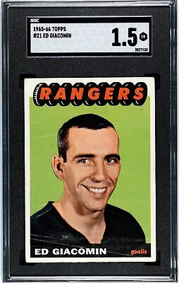 1965 / 1966 Topps #21 Ed Giacomin RC HOF SGC 1.5 Fair PSA New York Rangers • $200