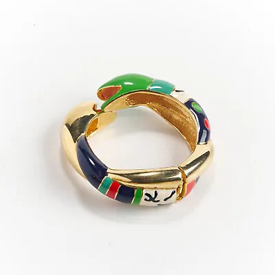 Vintage Niki De Saint Phalle Goldtone Enamel Double Snake Bangle Bracelet • $799