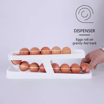 £7.15 • Buy 2 Tier Refrigerator Egg Dispenser Rolldown Auto Rolling Egg Holder Storage Racks