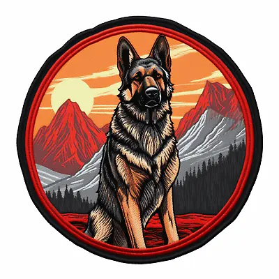 German Shepherd Patch Iron-on Applique Nature Badge Mountain Hiking Canine K9 • $4.87