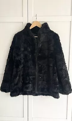 H&M Stunning Black Flared Faux Fur Jacket! S Uk10/12 • $31.71