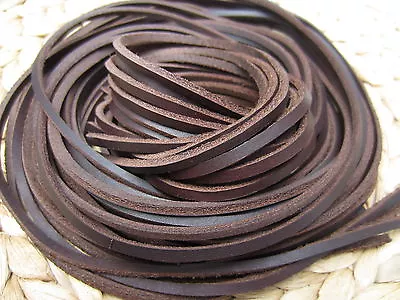 DARK BROWN LEATHER 3.5mm SQUARE SHOE / BOOTS LACES THONGS EXTRA  STRONG 120CM  • £5.90