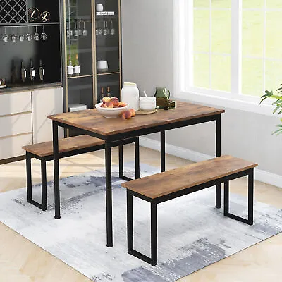 Dining Table And Bench Set Breakfast Bar Kitchen Dining Furniture Space Saving • £79.99