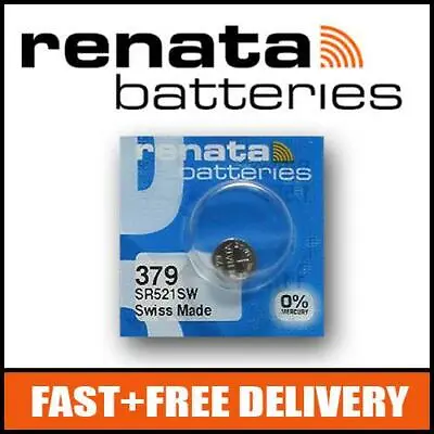 1 X Renata 379 Watch Battery 1.55v SR521SW - Official Renata Watch Batteries • £2.22