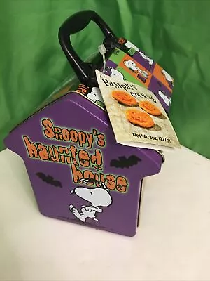 Halloween Snoopy Peanuts Trick Or Treat Doghouse Tin Pumpkin Cookies Container   • $16.99