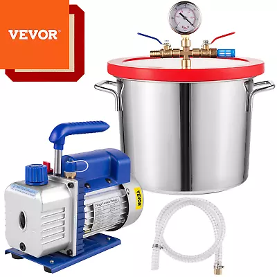 2 Gallon Vacuum Chamber & 4 CFM Single Stage Pump Degassing Silicone Kit 1/3HP • $145.54