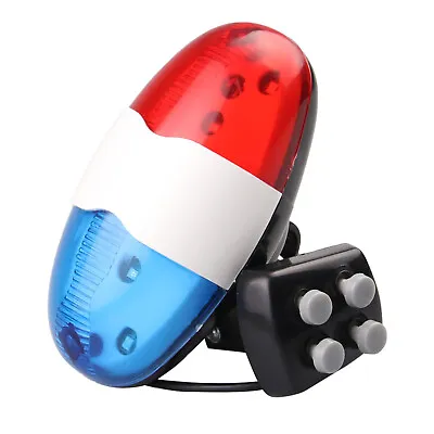 Bike Bicycle 4 Sound Police Siren Trumpet Electronic Horn Bell 6 LED Rear Light • $10.68