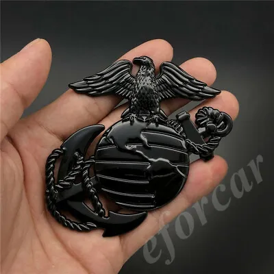 Black Metal US Marine Corps USMC Eagle Globe Anchor Car Emblem Badge Sticker • $9.90