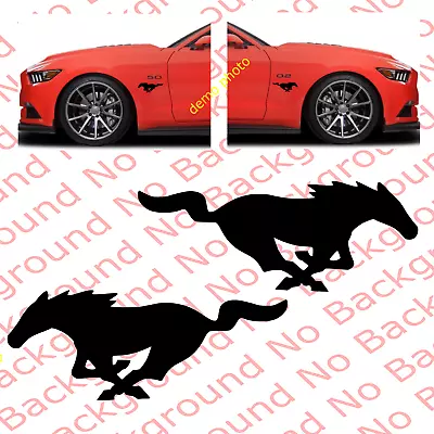 2 Pieces X BLACK Running Horse Pony Mustang Vinyl Decals For Car Fender FD001 • $2.99