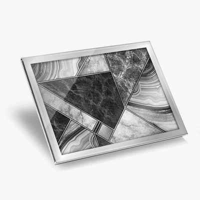 £14.99 • Buy Glass Placemat 20x25 Cm - BW - Marble Granite Agate Effect Collage  #43185