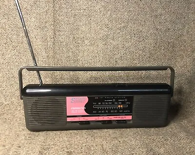 Vintage SOUNDESIGN AM/FM SPORTS STEREO Portable Radio Black/Pink WORKS 2328GRY • $22.45