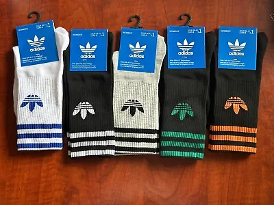 Adidas  Socks Women's Crew Socks Originals 5 Pairs Colorway Sz 5-9  Socks NWT • $15.99