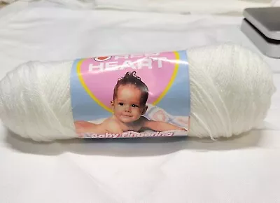 Vintage Red Heart Baby Fingering 3 Ply Yarn 001 White Acrylic 50g One Skein  • $12