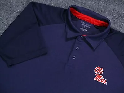 Ole Miss Rebels Shirt Mens Large Blue Champion Polo • $19.95