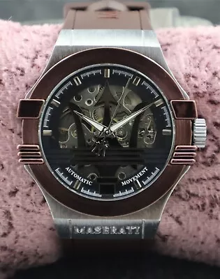 Luxury Maserati Automatic Men Brown Dial Rubber Band Full Working Wristwatch • $59.99