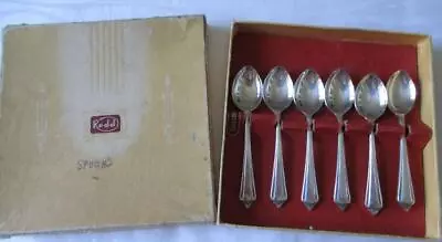 Vintage 1950s Boxed Set 6 Rodd Beaumont Epns Silver Plate Coffee Spoons • $20