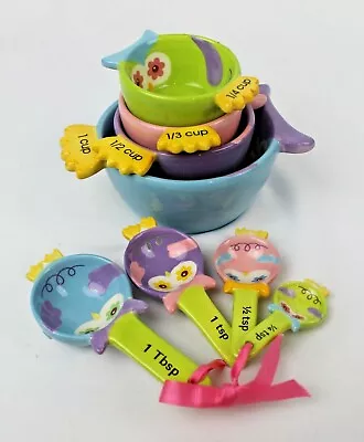 Ganz Owl Ceramic Measuring Cups & Spoons - 8 Piece Set Of Whimsical Owls • $39.99