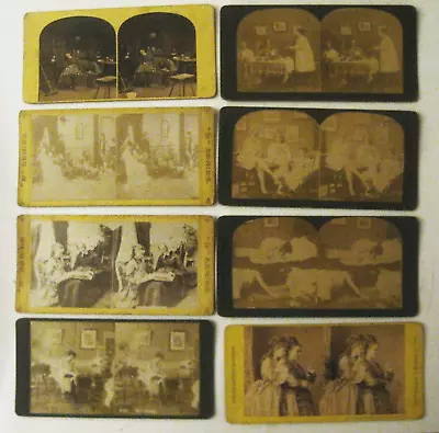 Stereoview Photo Cards Lot Of 8 Undated Look To Be Late 1800 Early 1900's Woman. • $24
