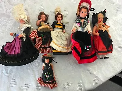 Vintage Dolls Collection Of 6 Celluloid International Dolls Dressed 3 French • $59.99