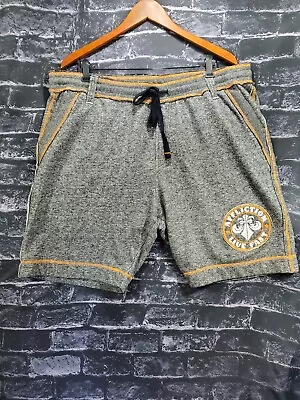 Affliction Black Premium Live Fast Fleece Shorts Mens 2X Gray Orange Drawstring • $30