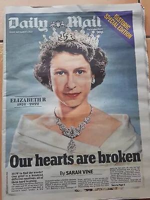 The DAILY MAIL NEWSPAPER  DEATH Of QUEEN ELIZABETH II 1926-2022 Historical • £24.99