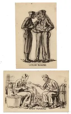 LOT OF 2 WWII Artist William Morgan US Army Soldier Military Postcards • $6