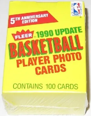 $50 • Buy 1990 Fleer NBA Fifth Anniversary 100 Card Box (Update) New & Factory Sealed