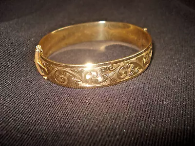 ATTRACTIVE QUALITY H.G&S VINTAGE HINGED 9ct GOLD METAL CORE BANGLE • £19.95