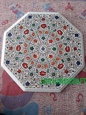 24  White Marble Table Top Coffee Center Inlay Blue Lapis Mosaic Home Decor • $1254