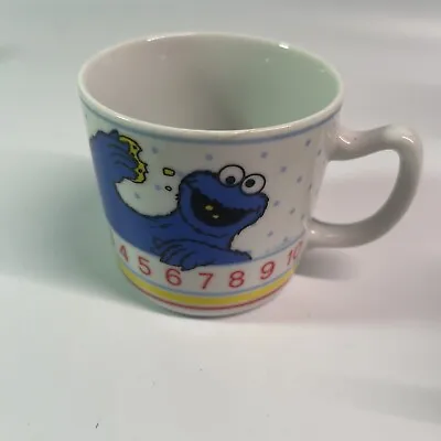 £8.92 • Buy 1980s Child's Sesame Street Cookie Monster Porcelain Numbers Count 4 Oz Mug E1