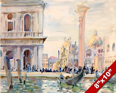 Watercolor Of Venice Italy Venetian Gondolas Painting Art Real Canvas Print • $14.99