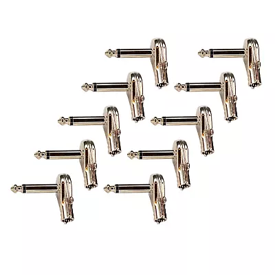 (10) Pack Of Pancake 1/4  Inch 6.3mm Right Angle 90 Degree Mono Male Jack Plugs • $12.14