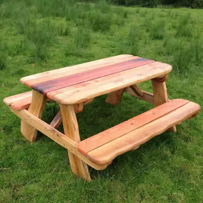 £879.99 • Buy Handmade Bespoke Wooden Garden Bench Picnic Table Set Oak Woodland Eco Rustic