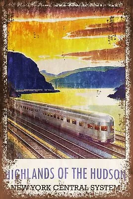 New York Railway Train Travel Advert Vintage Retro Style Metal Sign Plaque USA • £3.94