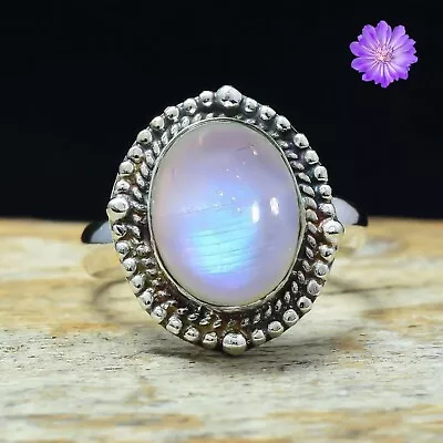 Rainbow Moonstone Gemstone 925 Silver Ring Handmade Jewelry Ring For Women • $7.31