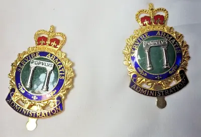Lot X2 Original Vintage Canadian Forces Servire Armatis Administration Cap Badge • $39.99