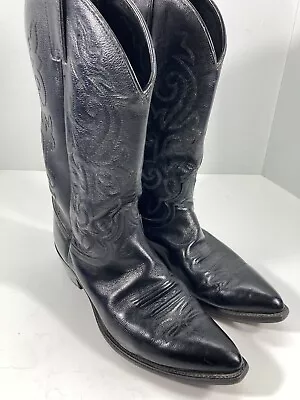 Justin Corona Boots Men Size 10.5 D Black Leather Pointed Toe Western Rodeo 1434 • $59.95