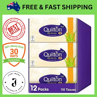 Quilton 3 Ply Aloe Vera Facial Tissues (12 Boxes Of 110 Tissues) • $21.25