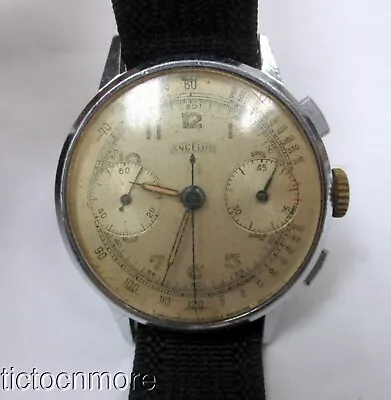 Vintage  Angelus Swiss Chronograph Triple Register Military Aviator Watch 192828 • $260